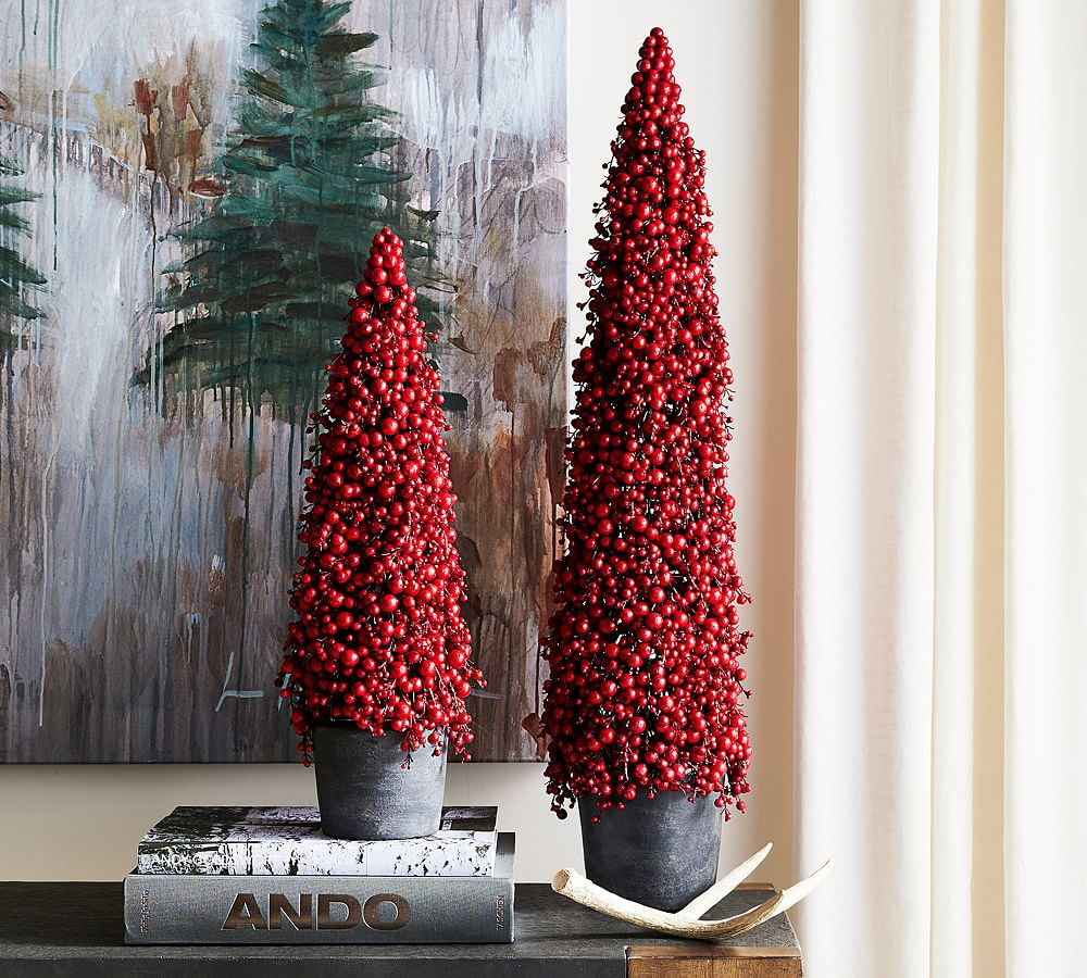 Faux Potted Berry Cluster Cone Trees | Pottery Barn (US)