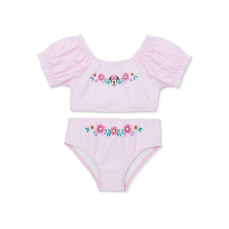 Character Toddler Girl Puff-Sleeve Two-Piece Swimsuit, Sizes 12M-5T - Walmart.com | Walmart (US)