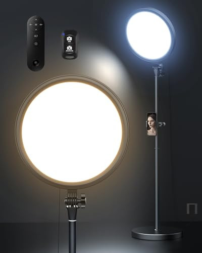 Aureday 12" Ring Light with Stand, 79” Tall Ringlight Stand with Remotes and Phone Holder, 26W Professional Floor Stand Light Ring for Video Recording, Live Stream, TikTok, Makeup, Photography, Barber | Amazon (US)