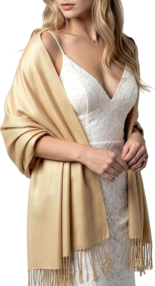 Achillea Lightweight Pashmina Scarf for Women \u2013 Soft Silky Shawl Wrap for Evening Dresses, B... | Amazon (US)