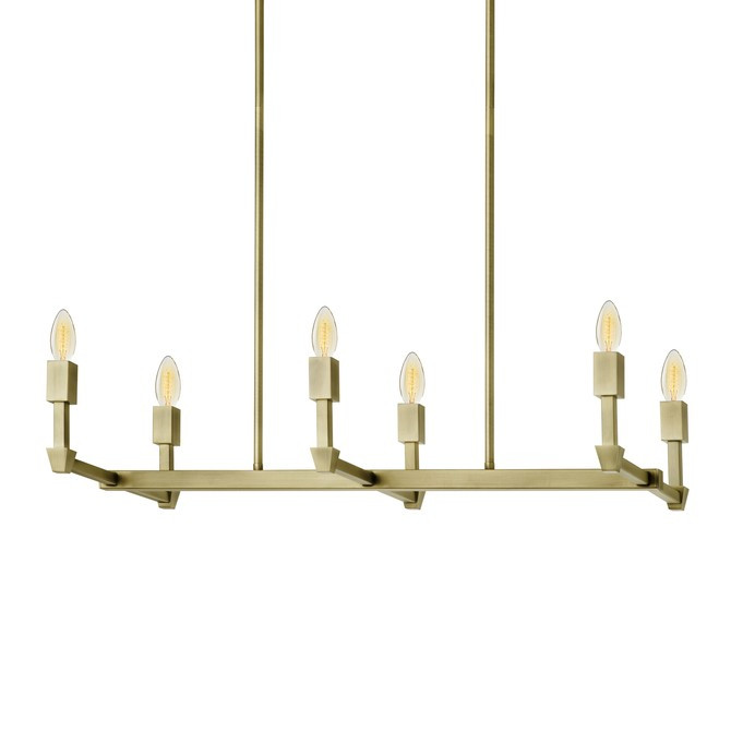 Kingston 6-Light Rectangle Chandelier, Aged Brass | Lights.com