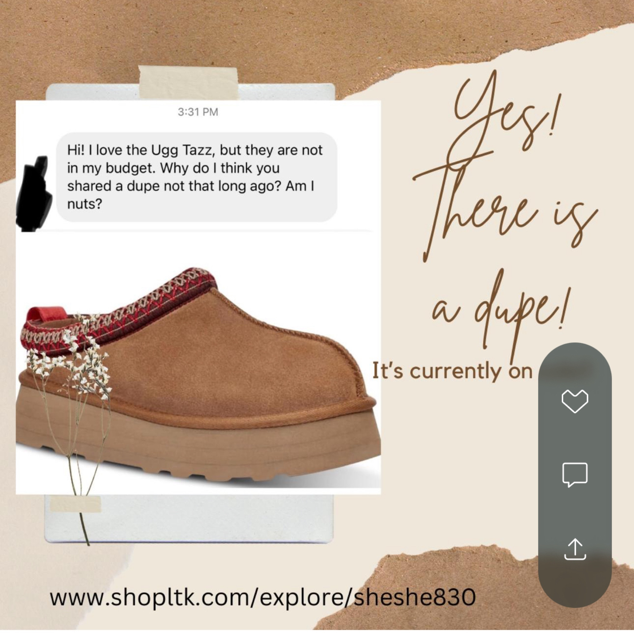 If you love the Ugg Tazz /Tasman, but don’t love the price, I have the PERFECT, almost identical dupe for you!
The are in stock now, so get them while you can. Under $50!

Ugg, Ugg Tazz, Ugg clog, slippers, fall, affordable, Amazonn

#LTKFindsUnder50 #LTKShoeCrush #LTKSaleAlert