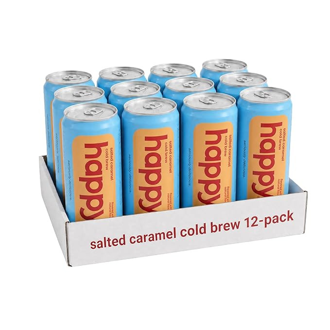 Happy Coffee Salted Caramel Cold Brew, 11 Oz. Cans, 12 Pack | Notes of Brown Sugar and Brilliance... | Amazon (US)