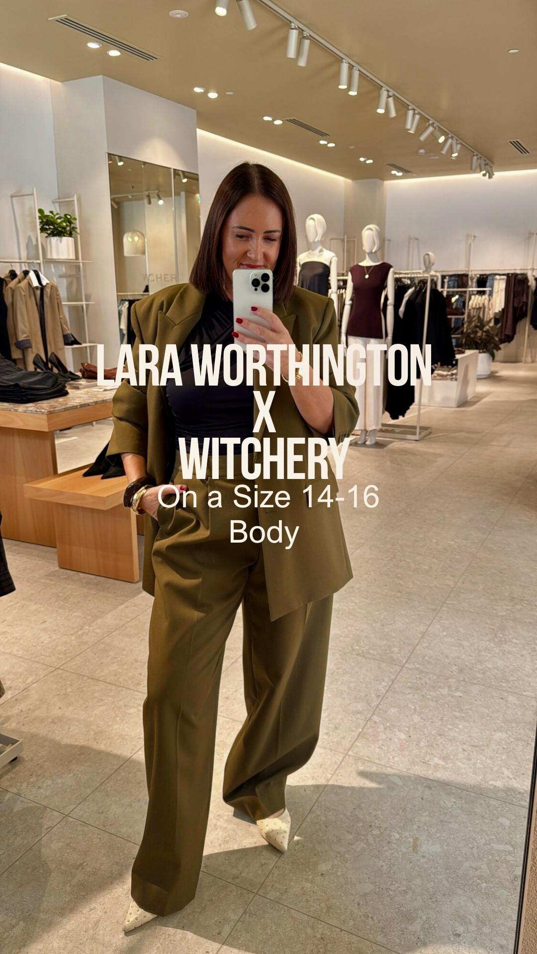 Trying on the **Witchery x Lara Worthington collection on a size 14–16 body.

Very minimal, tailored and fashion-forward, with a neutral palette designed to mix back with your wardrobe.

The outerwear and tailoring are the standout pieces — especially the leather bomber.

Everything is linked in my LTK if you want to explore the collection. 

#witchery #laraworthington

#LTKstyletip #LTKaustralia #LTKmidsize