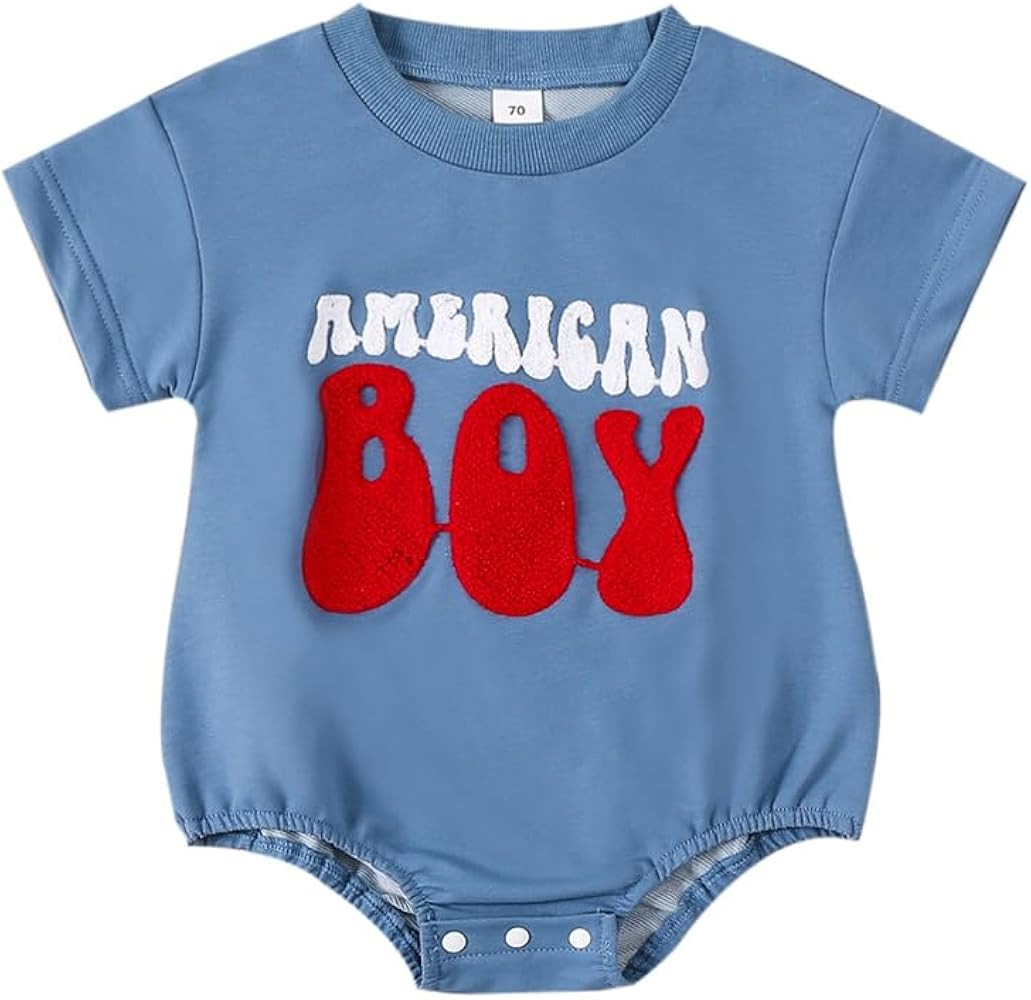 Twopumpkin 4th of July Baby Boy Girl Outfit Newborn Toddler Bubble Romper Retro Fourth Of July Cl... | Amazon (US)