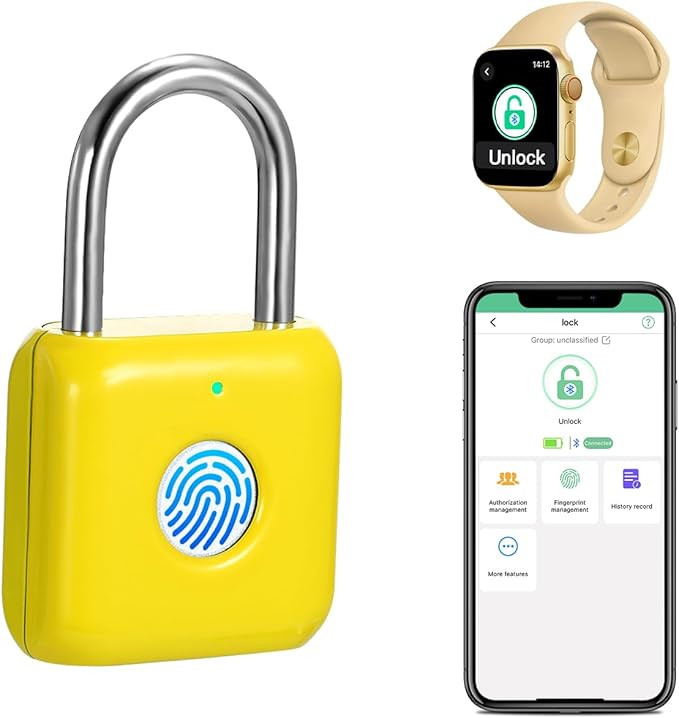 Fingerprint Padlock eLinkSmart Gym Locker Lock with Phone App iOS Watch Metal Keyless Combination... | Amazon (US)