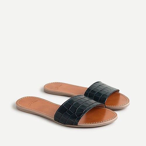Capri slide sandals in croc-embossed leather | J. Crew US