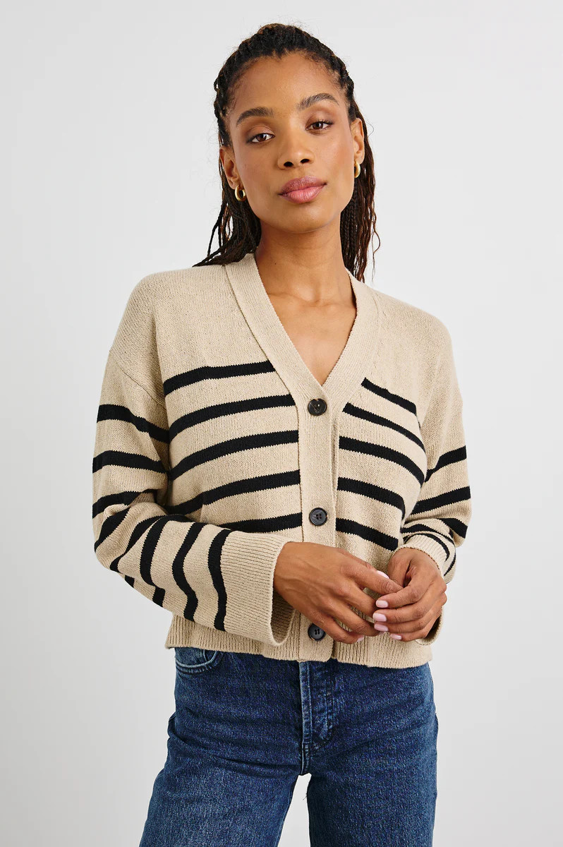 GENEVA CARDIGAN - OATMEAL BLACK STRIPE | Rails