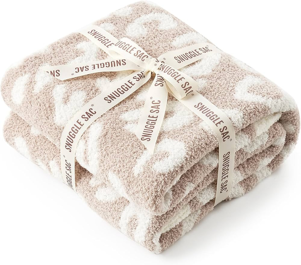 Snuggle Sac Leopard Throw Blanket for Couch Bed Sofa 50x60 inches, Reversible Beige Leopard Blank... | Amazon (US)
