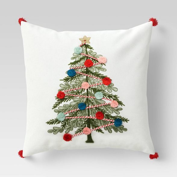 Holiday Embroidered Christmas Tree Square Throw Pillow - Opalhouse™ | Target