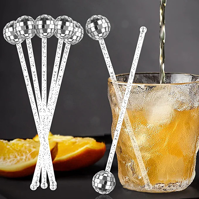 Amazon.com: DISCO BALL DRINK STIRRERS glitter Drink Stirrers Lolipop Sticks Disposible for Last D... | Amazon (US)