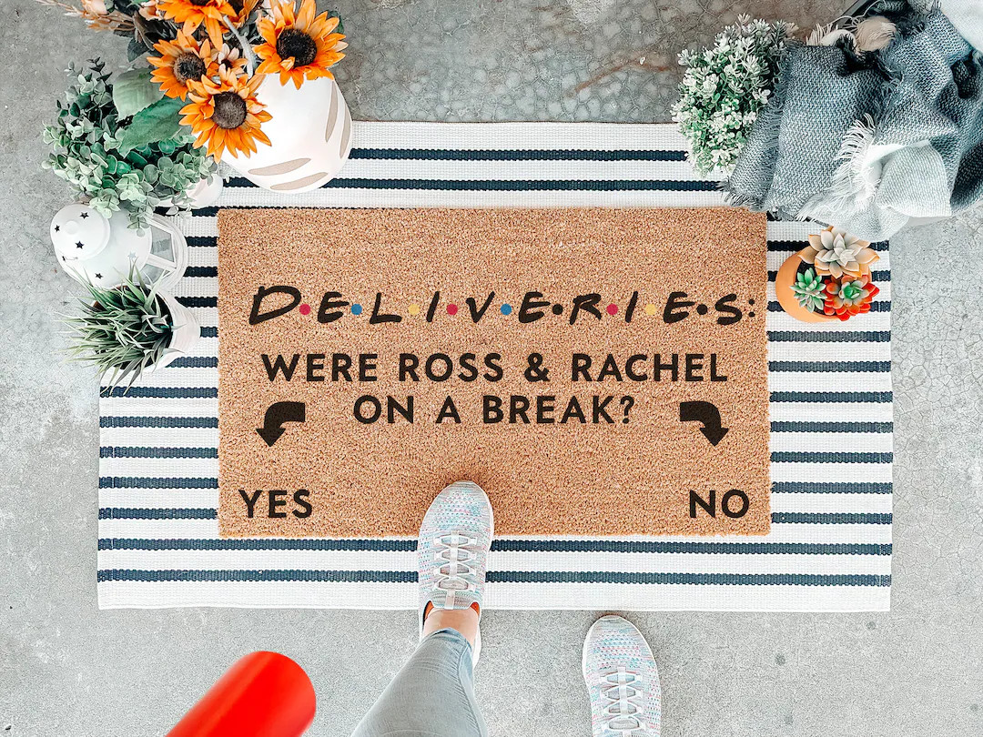 Were Ross and Rachel On A Break Doormat, Funny Friends Welcome Mat, Custom Door Mat, Housewarming... | Etsy (US)
