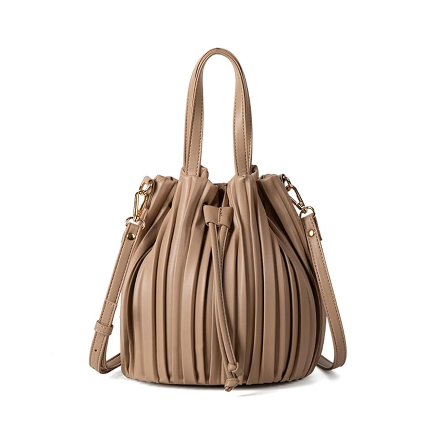 Mini Faux Leather Bucket Bags for Women Drawstring Crossbody Bucket Bag Purses Pleated Shoulder H... | Amazon (US)