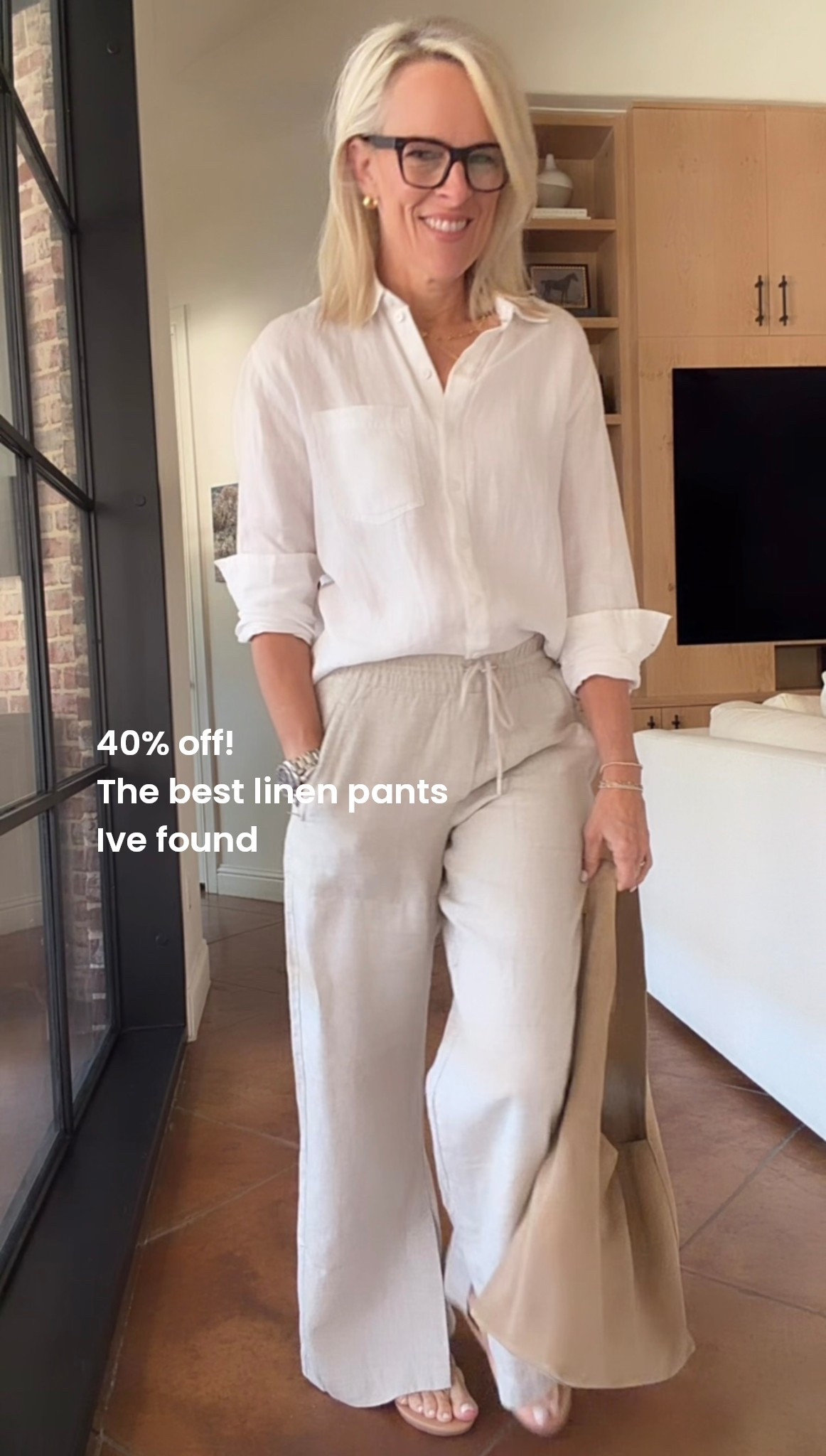 Was $95
Now $57! The best linen pants I found they come in short regular and tall lengths, the fit is true to size 

￼

#LTKSaleAlert #LTKOver40 #LTKootd