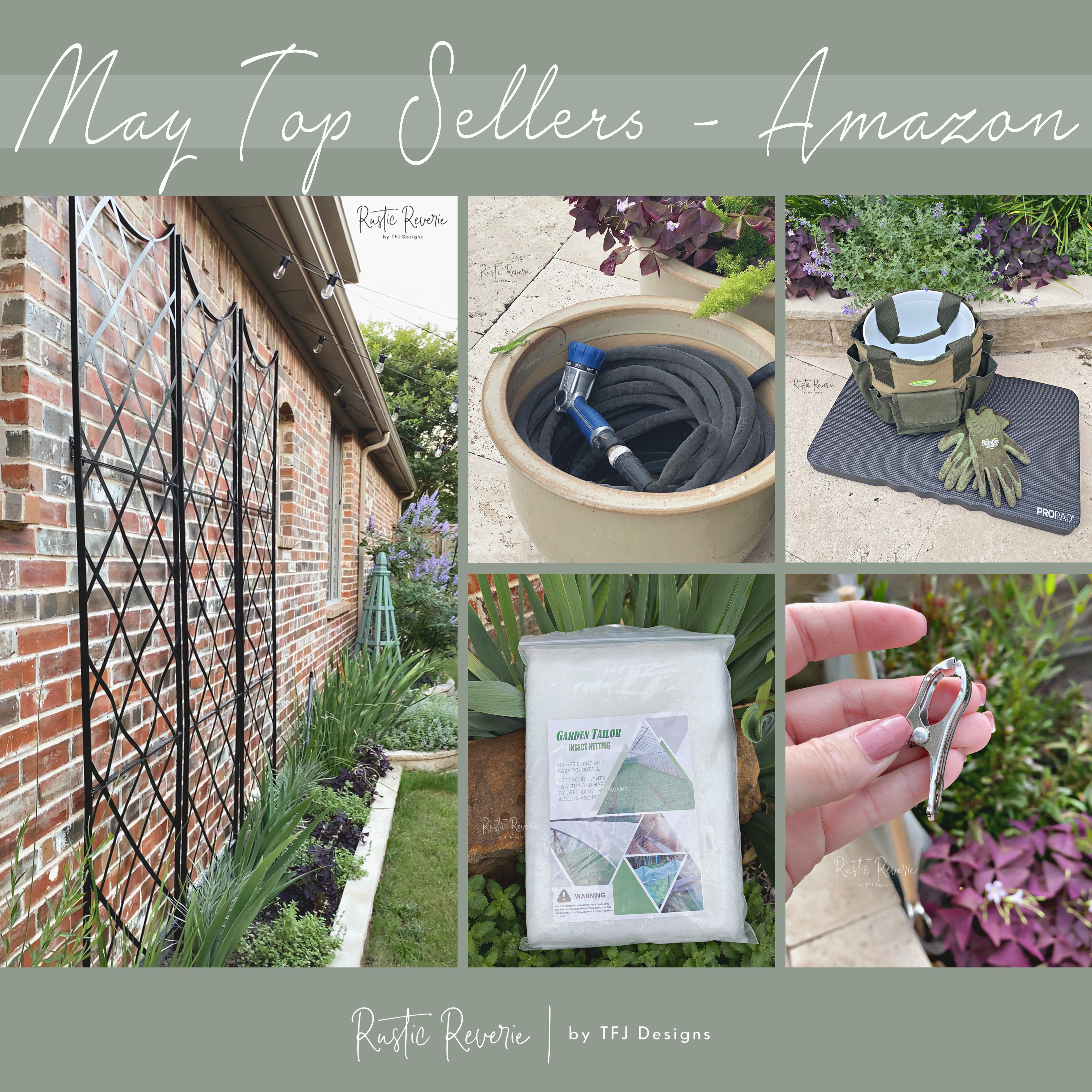 These are the items y'all are loving this month! 💚 garden gardening gardener trellis flexible hose tool tote gloves clips insect pest rabbit bunny netting barrier backyard outdoor furniture spring summer outfit porch patio entertaining flowers cottage cottagecore french country romantic 

 

#LTKSeasonal #LTKHome #LTKFindsUnder100