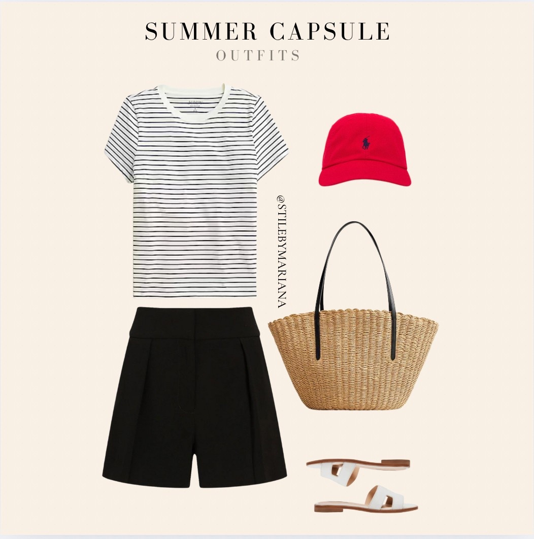 Casual Coffee Date - Striped tee + tailored shorts + straw tote

#LTKSummerEdit #LTKStyleTip #LTKSeasonal
