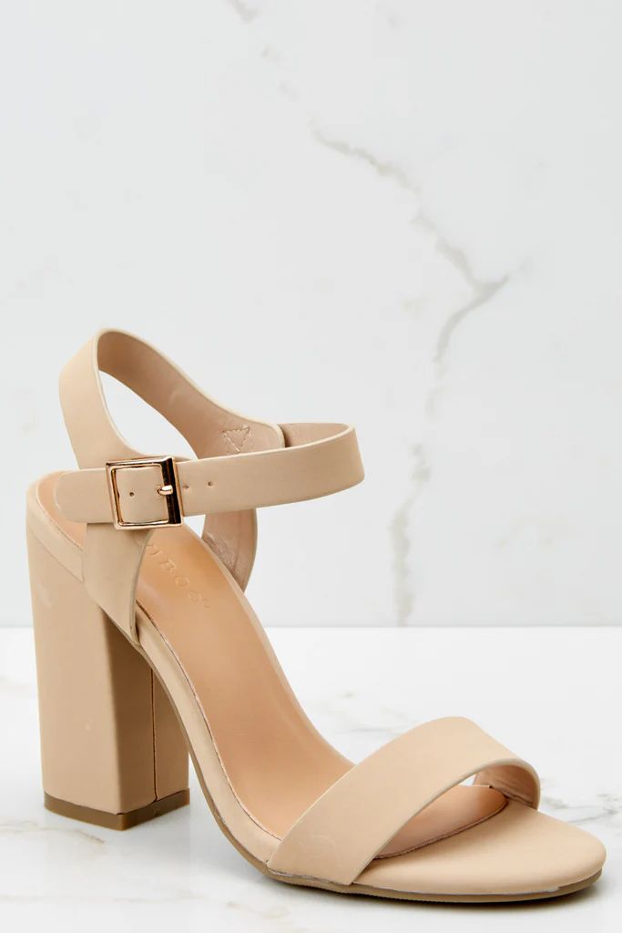 Legendary Moves Nude Ankle Strap Heels | Red Dress 