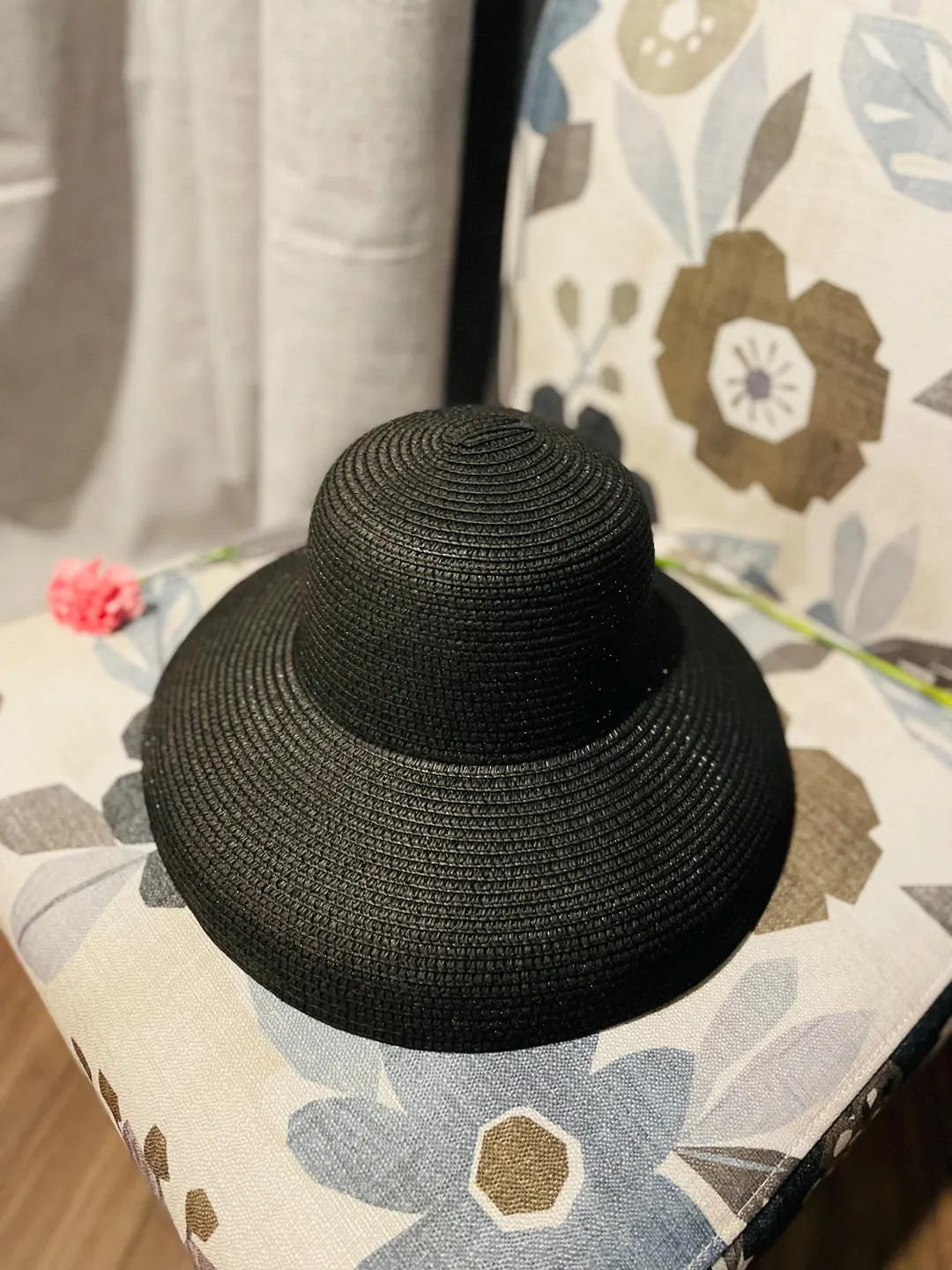 Audrey Hepburn Bell Hat: Black Paper Straw Wide Brim Summer Hat - Etsy | Etsy (US)