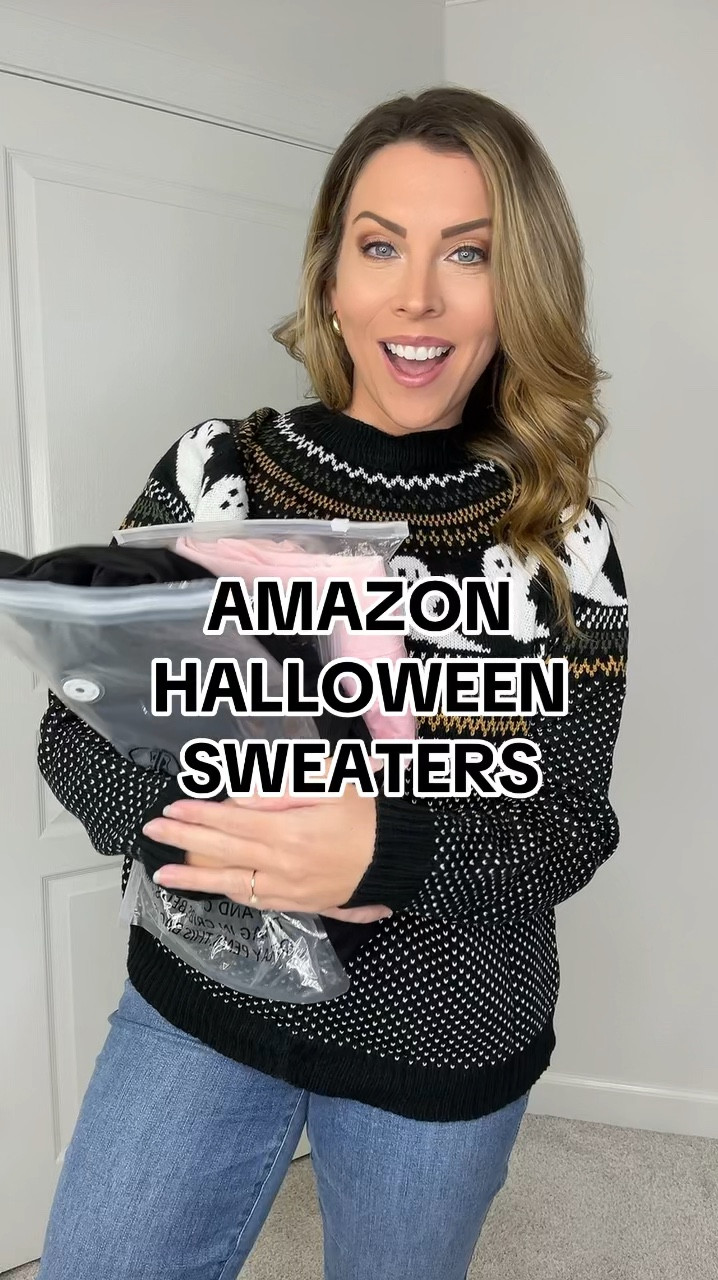 I love these Women’s Halloween sweaters from Amazon. My favorite is the pink boo crew sweatshirt and the ghost sequin pullover. Wearing L in the pumpkin sequin top, and mediums in the other two.

#LTKFindsUnder50 #LTKHalloween