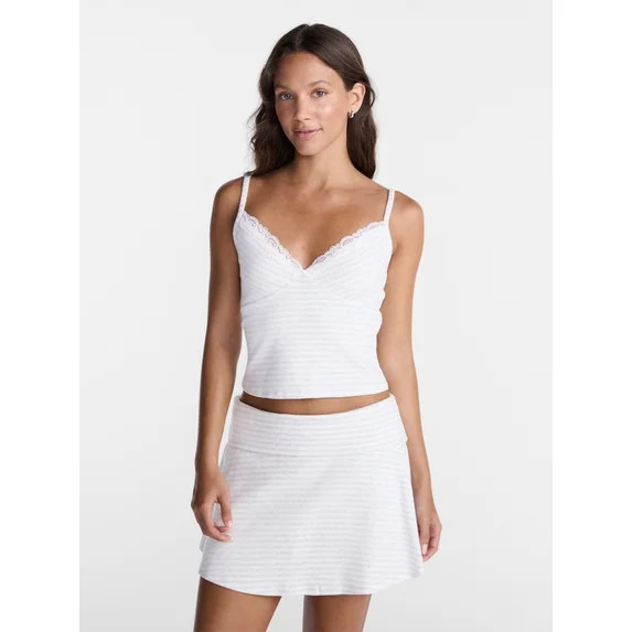 No Boundaries Lace Trim Cami and Foldover Skirt Set, 2 Piece, Women’s XXS-XXL | Walmart (US)