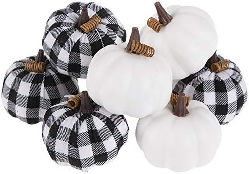 Stag Lane Primitives New Set of 8 Fall Gingham Buffalo Check Black/White Pumpkins Bowl Fillers Sc... | Amazon (US)