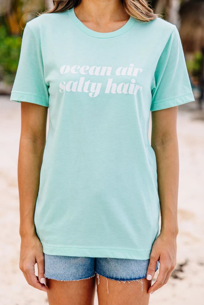 Ocean Air Salty Hair Mint Green Graphic Tee | The Mint Julep Boutique