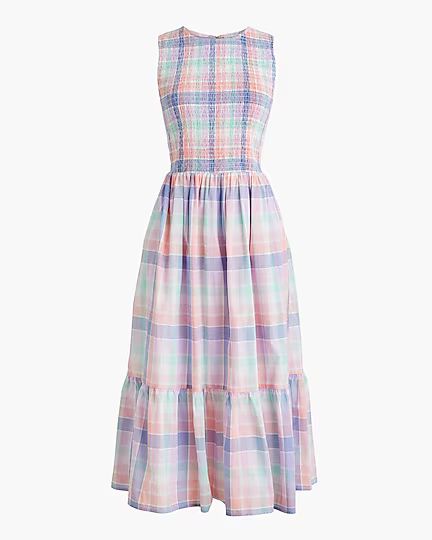 Plaid smocked midi dress | J.Crew Factory