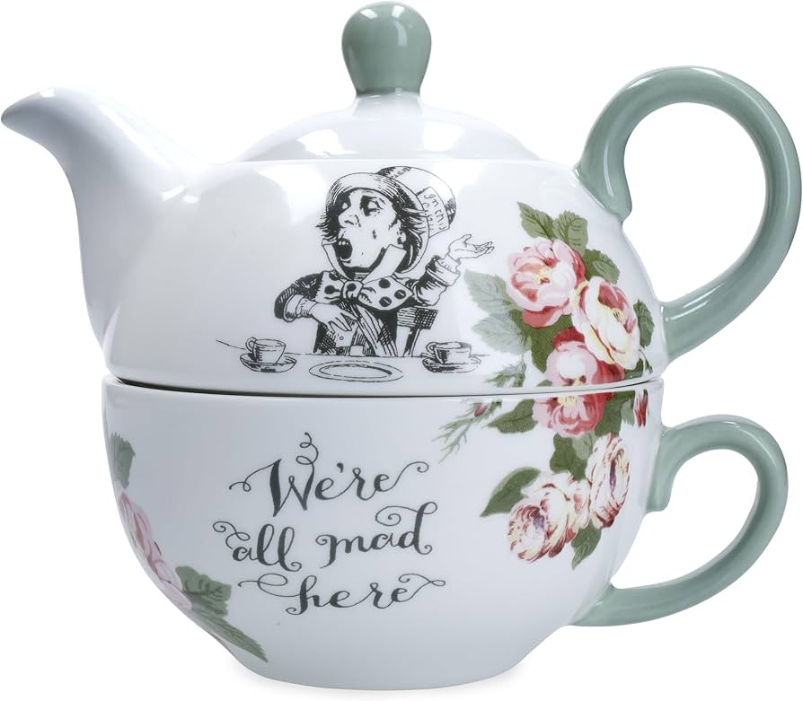 Mikasa and The V&A Tea for One Teapot and Cup Set, Bone China Tea Set for One, Alice in Wonderlan... | Amazon (UK)