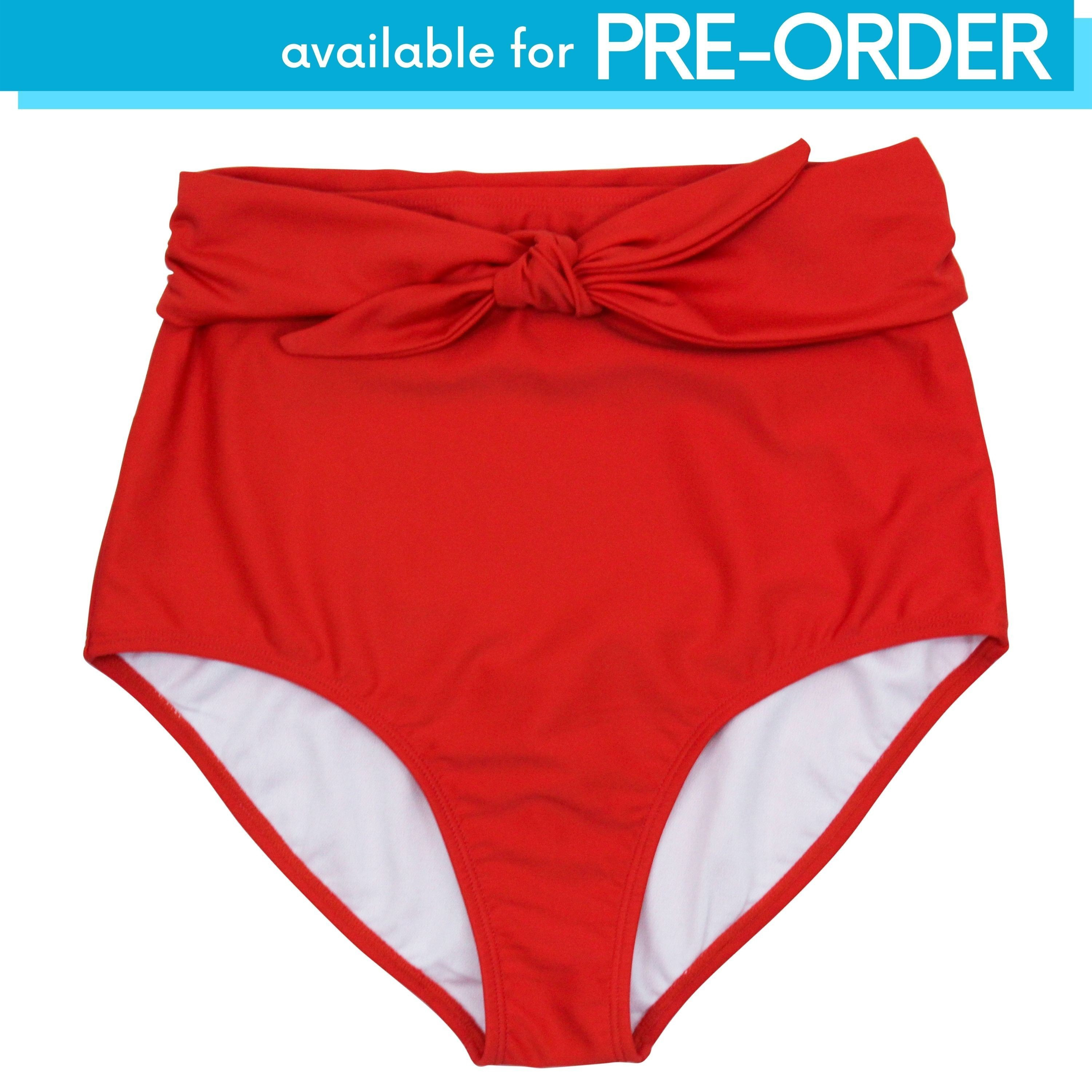 Women's High Waist Bikini Bottoms | "Fiesta Red" | SwimZip