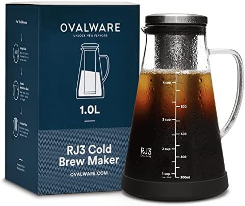 Airtight Cold Brew Iced Coffee Maker and Tea Infuser with Spout - 1.0L / 34oz Ovalware RJ3 Brewin... | Amazon (US)