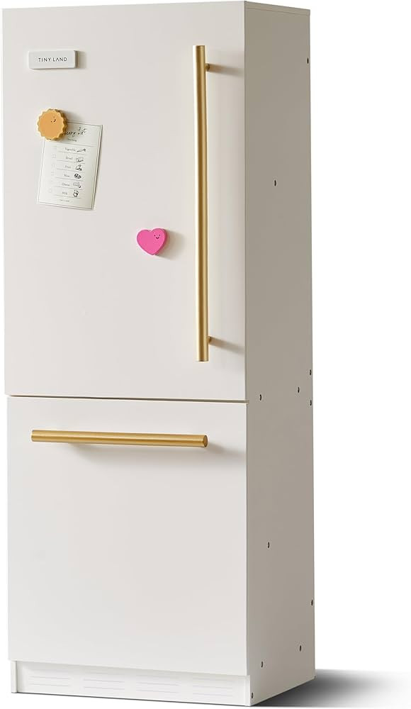 Tiny Land Wooden Toy Fridge with Spacious Storage, Realistic Play Kitchen Refrigerator for Kids... | Amazon (US)