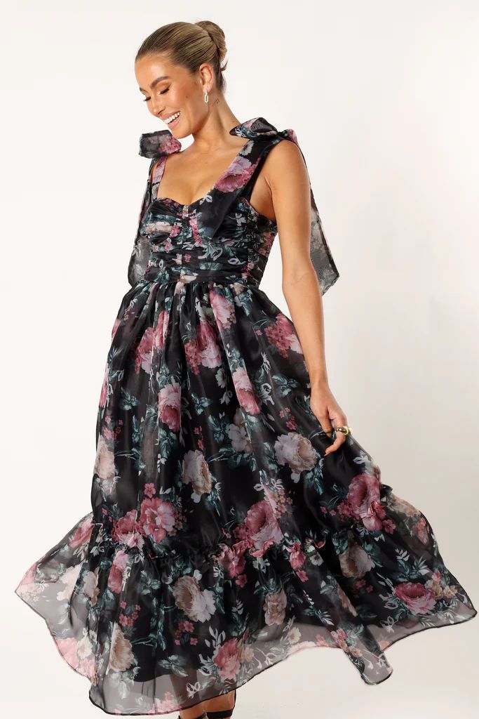 Floret Midi Dress - Black Floral | Petal & Pup (US)