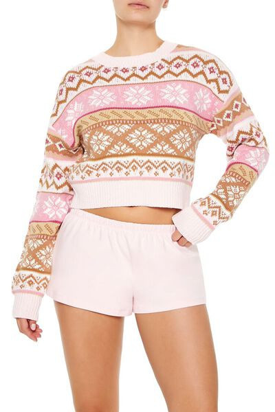 Fair Isle Snowflake Cropped Sweater | Forever 21
