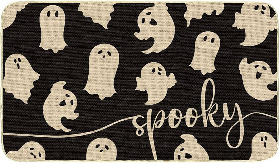 Whaline Halloween Welcome Doormat Ghost Spooky Door Mat with Anti-Slip Rubber Back Black Decorati... | Amazon (CA)
