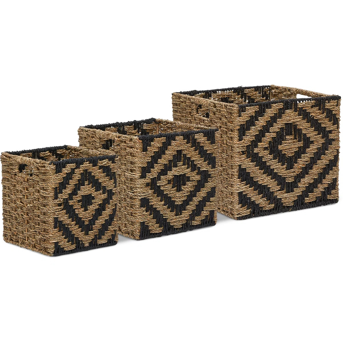 3 Pieces Decor Botswana Two Tone Woven Basket | Wayfair North America