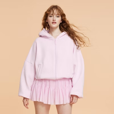 Blogilates Women's Marshmallow Full Zip Hooded Sweatshirt - Light Pink M | Target