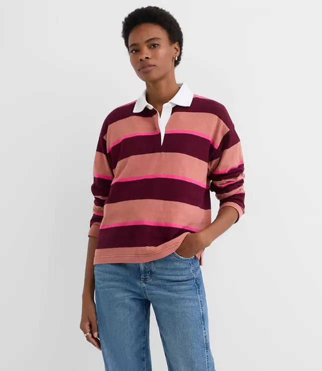 Rugby Stripe Polo Top | LOFT