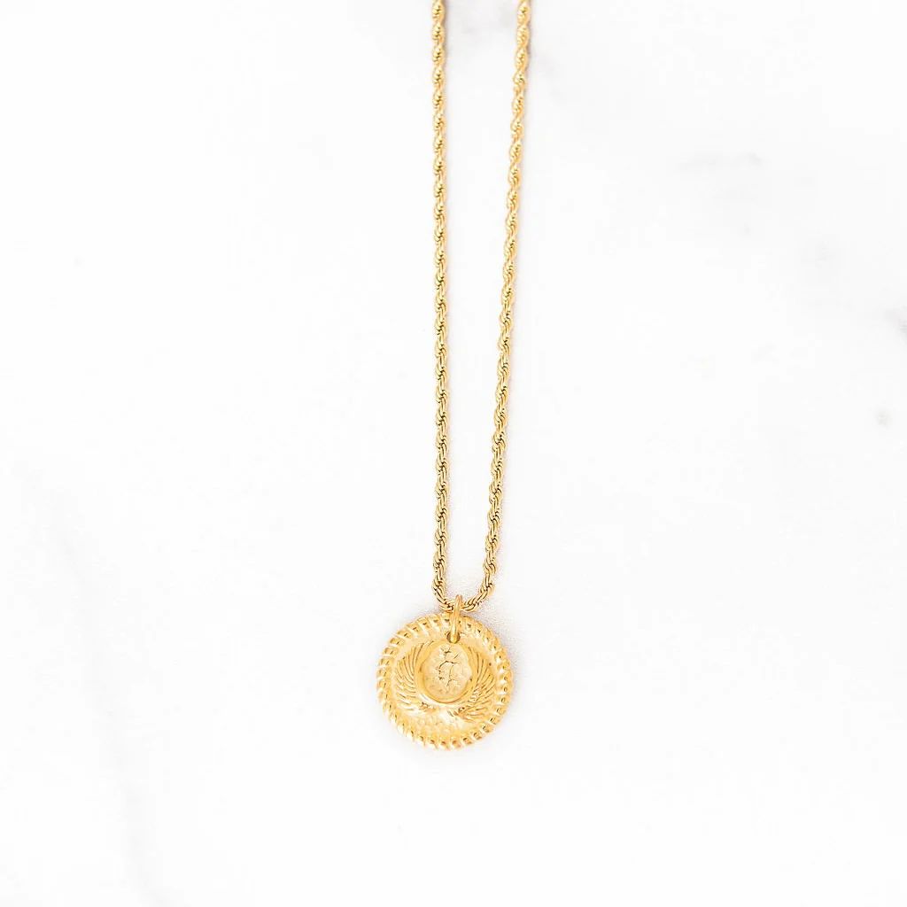 Angel Wings Medallion Necklace | Golden Thread