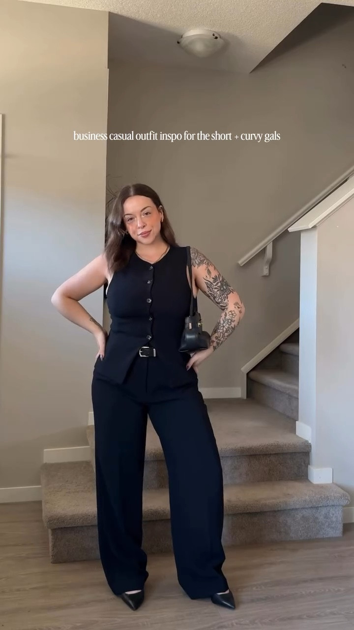 office outfit inspo featuring my new fav @aritzia set 🖤

finally decided to buy the effortless pants and i’m obsessed (wearing a size 10, short - which still need to be hemmed btw haha). 

size 10 in the vest!

#LTKworkwear #LTKcanada #LTKcurves