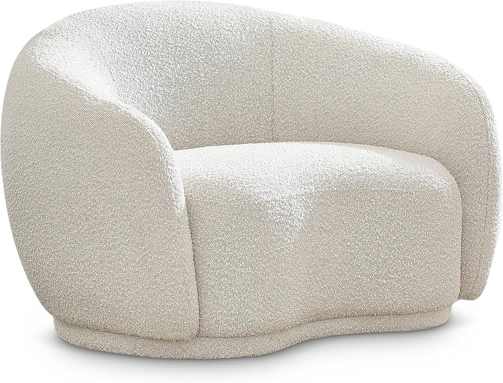 Meridian Furniture Relaxing Cream Accent Chair | Boucle Fabric | Modern, Contemporary | Rounded B... | Amazon (US)