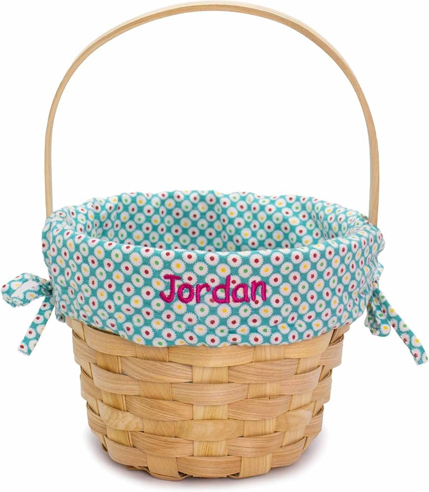 Personalized Classic Wicker Woodchip Easter Basket with Colorful Dots Liner (Teal) | Amazon (US)