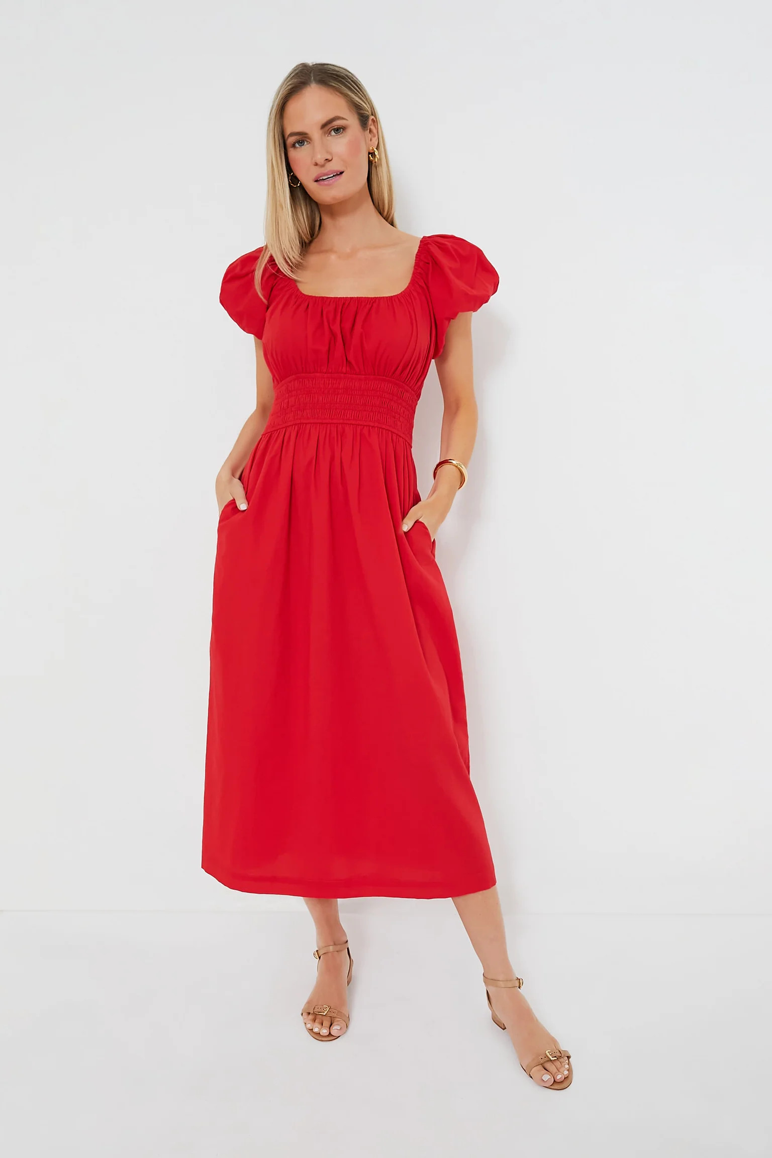 Red Puff Sleeve Flynn Dress | Tuckernuck (US)