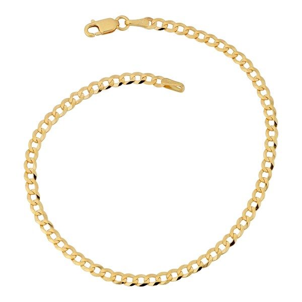 Fremada 10k Yellow Gold 3-mm High Polish Curb Link Anklet (10 inches) | Bed Bath & Beyond