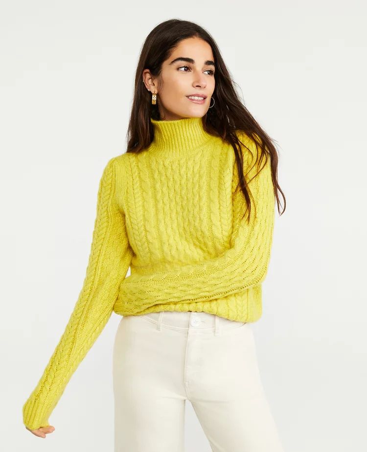 Mock Neck Cable Sweater | Ann Taylor (US)