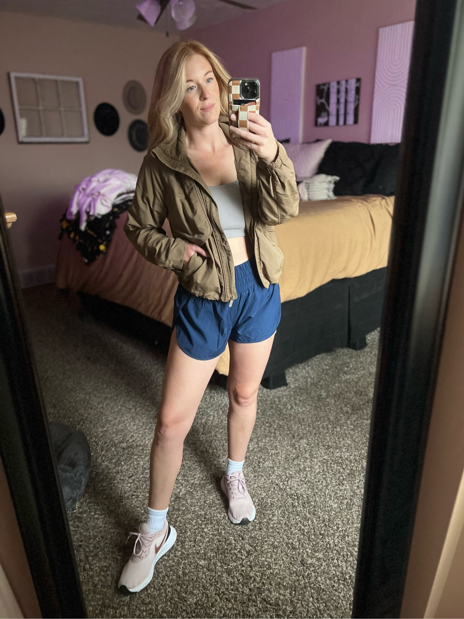 My favorite jacket of all time is back in stock!  RUN!!! 
Small in sports bra
Small in shorts
Size 4 in jacket

#LTKBacktoSchool #LTKSeasonal #LTKFitness