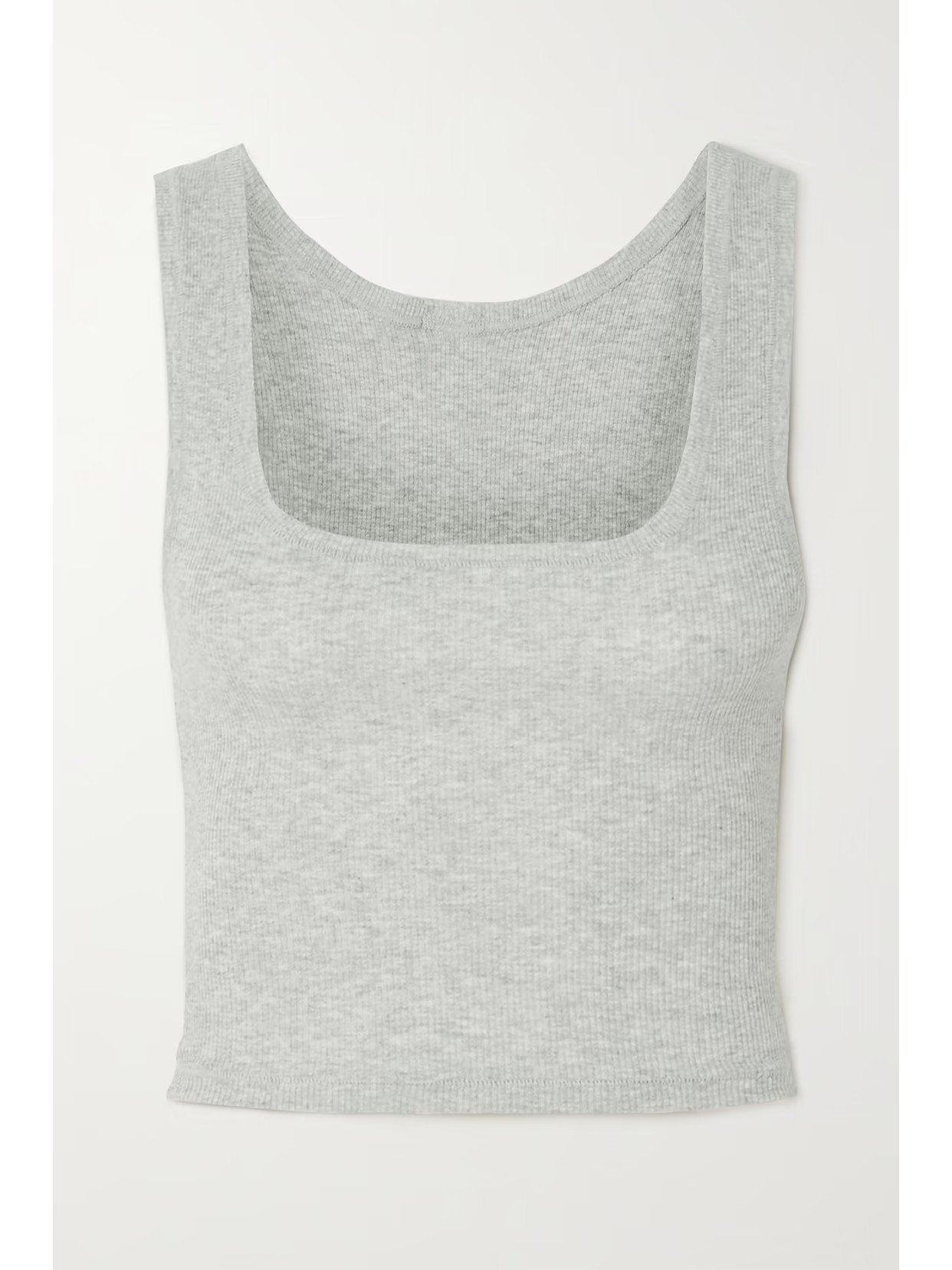 SKIMS - Cotton Collection Cropped Ribbed Cotton-blend Jersey Tank - Light Heather Grey | NET-A-PORTER (US)