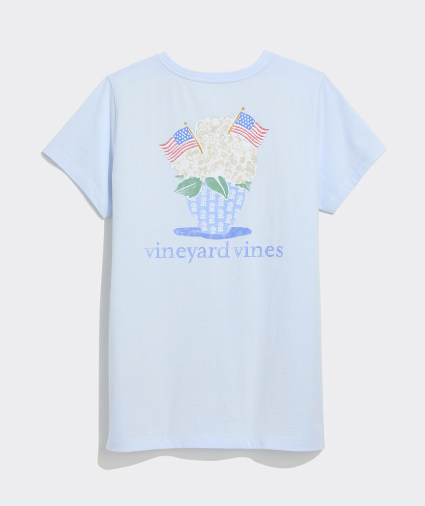 Women's Watercolor Hydrangea & Flags Short-Sleeve Pocket Tee | vineyard vines