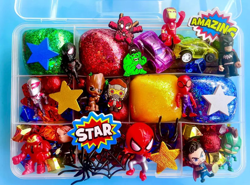 Superhero Play Dough Kit, Gift for Boys, Birthday Gift for Boys, Toddler Present, Super Hero Birt... | Etsy (US)
