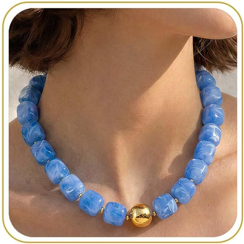 Chunky Beaded Necklace for Women, Colorful Trendy Statement Summer Jewelry Gift | Amazon (US)