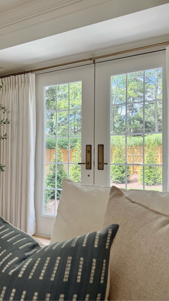 We finally swapped our sliding doors for French doors leading out to the patio and I’m still not over the difference it made 🙌

To elevate the look, we added weighty brass handlesets that feel timeless and substantial. 

And to finish it off, we added soft linen curtains from @curtarra_curtains that frame the doors without blocking light - the final layer that made the whole transformation feel complete.

Curtain Details: Sabrina Linen in Dove White with a Triple Pinch Pleat header 

✨ Use code SM12 for 22% off! ✨

Modern Traditional Style | Cozy Neutral Living Room | Linen Curtains | Home Upgrade Ideas | French Door Inspiration | Patio Door Ideas

#CurtarraLife #CurtarraCurtains #CustomCurtain #FrenchDoors #PatioDoorTransformation #LivingRoomUpdate #InteriorDesignTips #NeutralHome

#LTKStyleTip #LTKHome